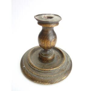 Vintage Early 1900 Mid Century Wood Turned Candle Holder